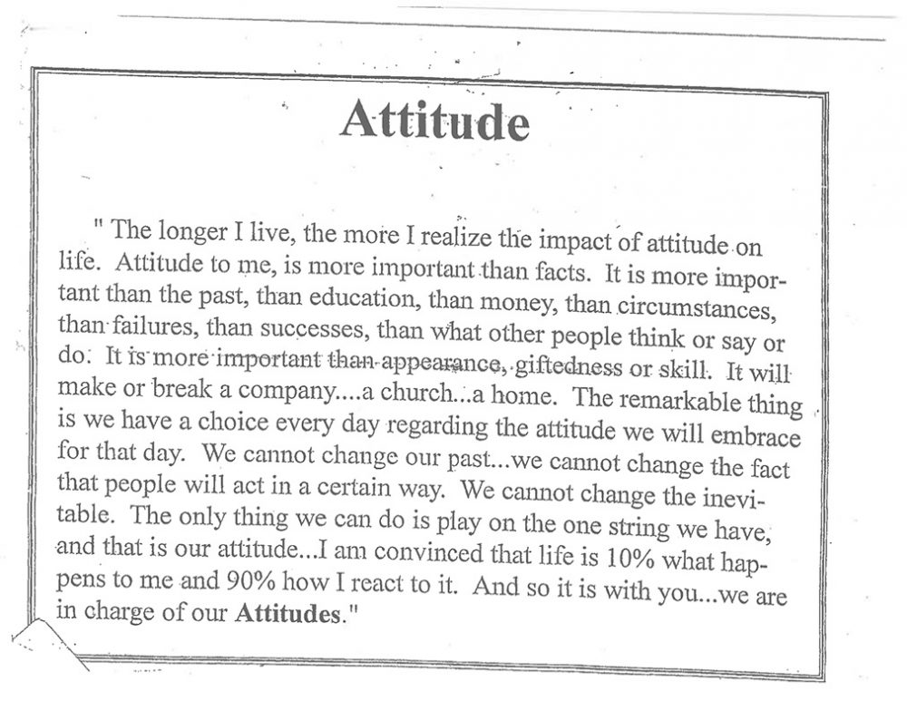 Attitude newspaper clipping